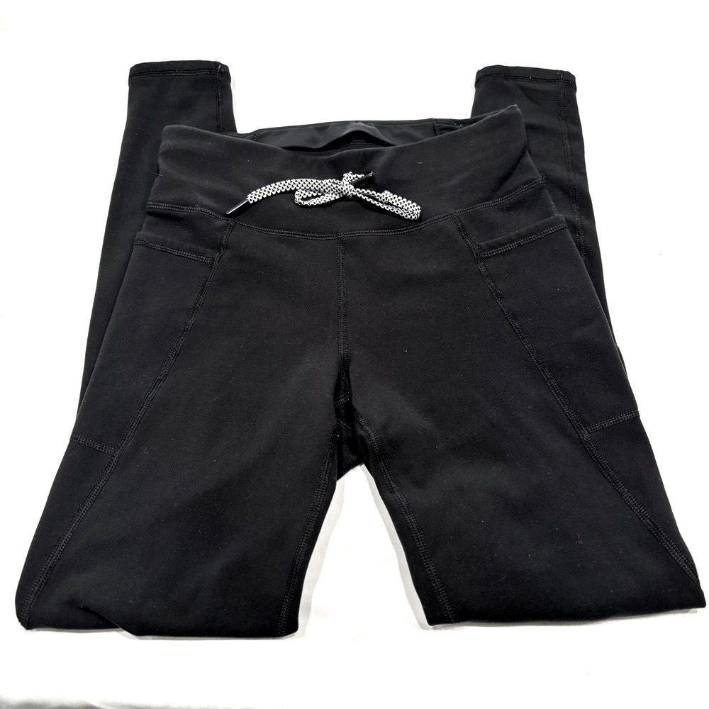 Yogalicious lux black leggings fleece lined side pockets women’s size XS